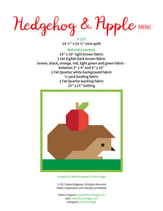 Pattern, Hedgehog & Apple MINI Quilt by Ellis & Higgs (digital download)