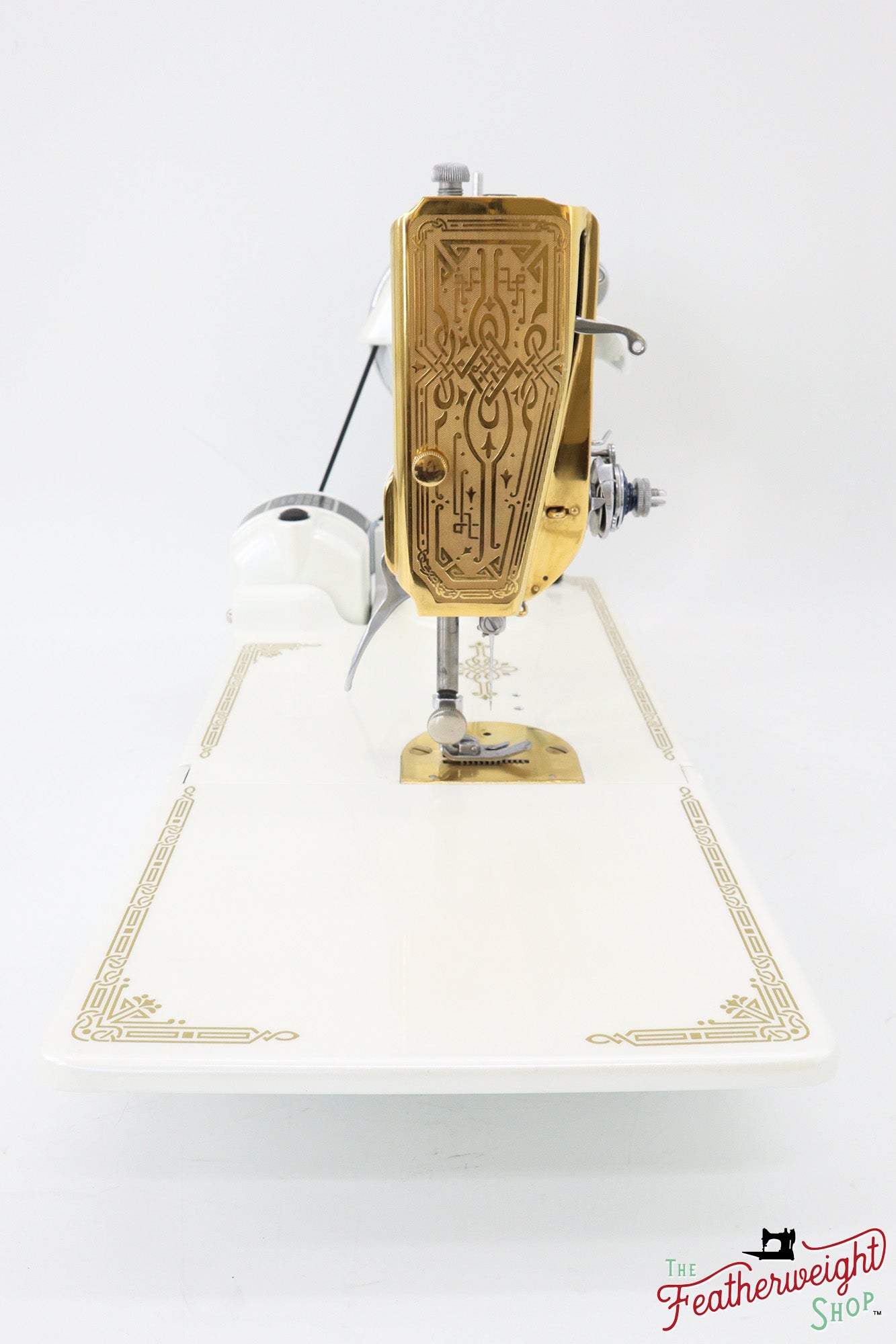 Singer Featherweight 221, AD883*** - Fully Restored in Cloud, Gold-Plated!