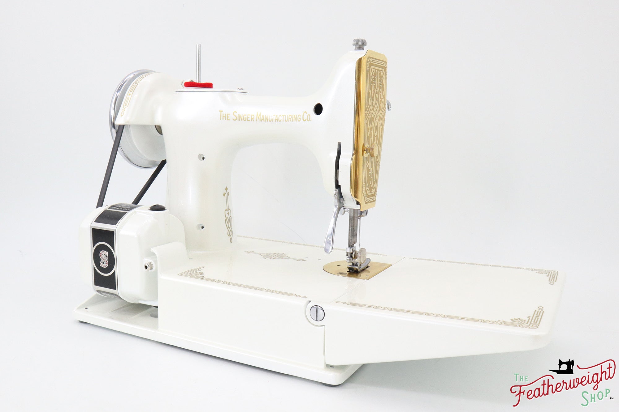 Singer Featherweight 221, AD883*** - Fully Restored in Cloud, Gold-Plated!