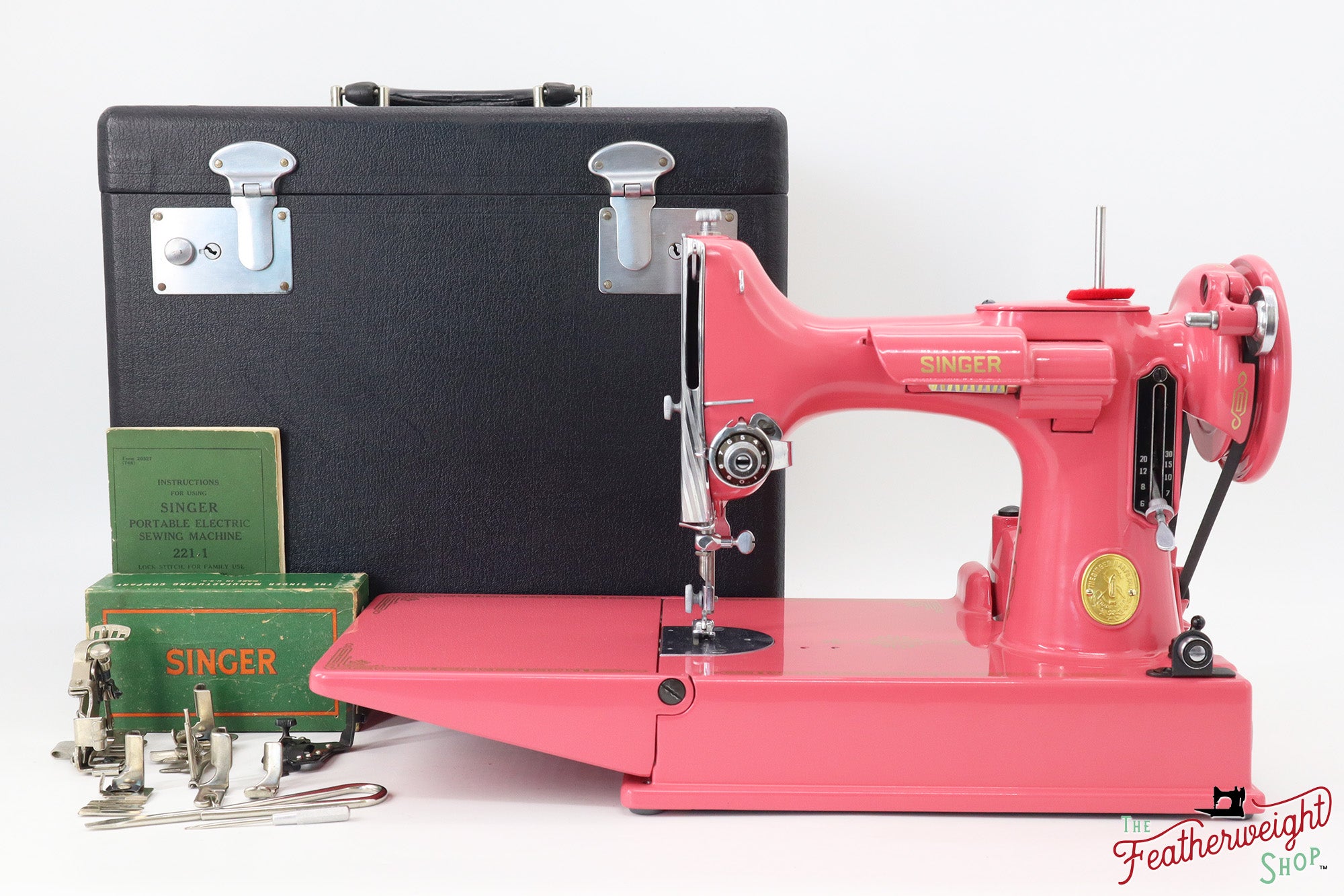 Singer Featherweight 221, AH664*** - Fully Restored in Happy Pink Grapefruit