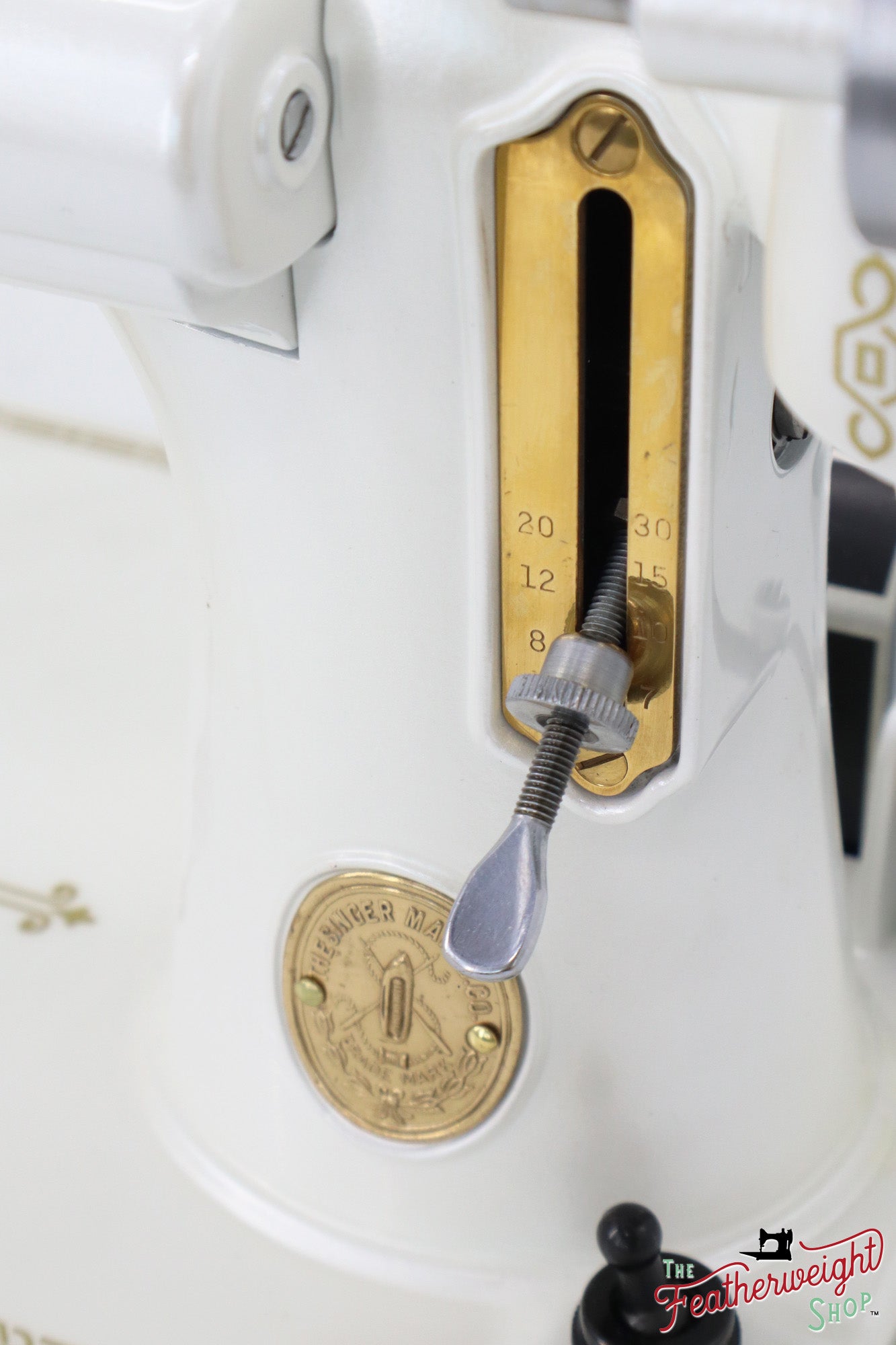 Singer Featherweight 221, AD883*** - Fully Restored in Cloud, Gold-Plated!