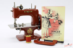 Singer Sewhandy Model 20, Red 'S' - Fully Restored in Fire Brick Red