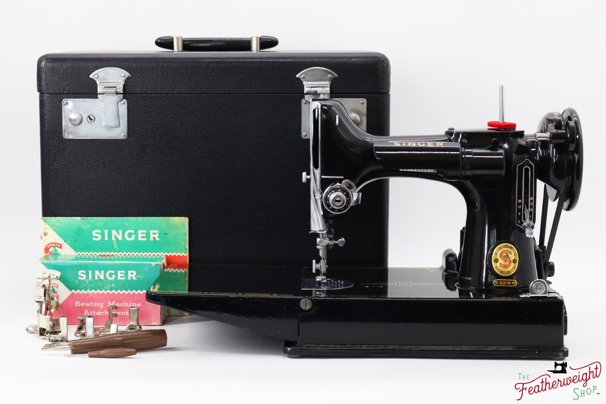 Singer Featherweight 221K Sewing Machine, RED "S" - ES239***