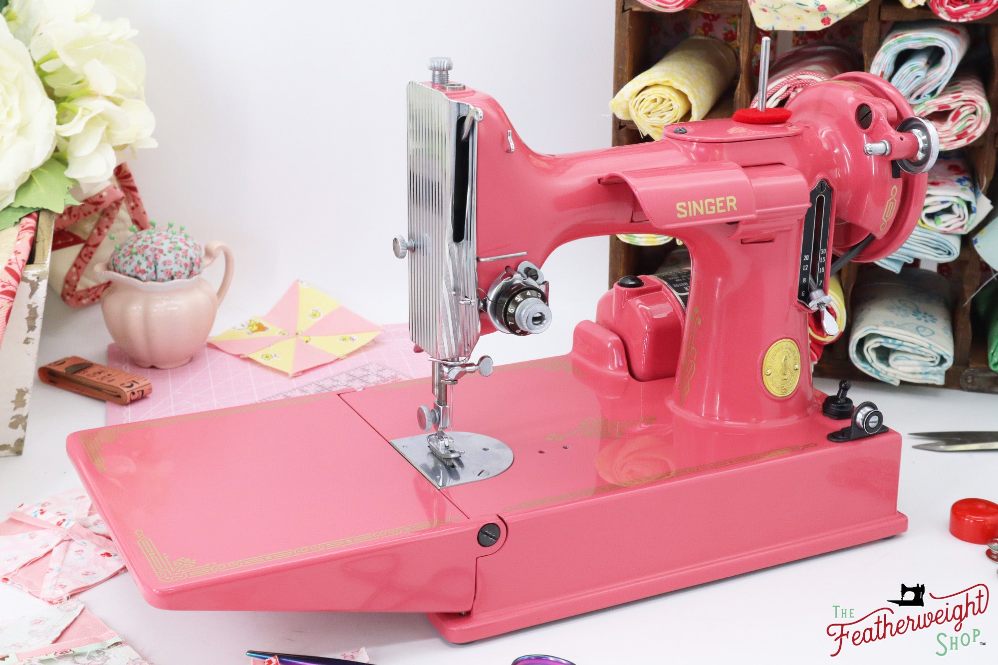 Singer Featherweight 221, AH664*** - Fully Restored in Happy Pink Grapefruit