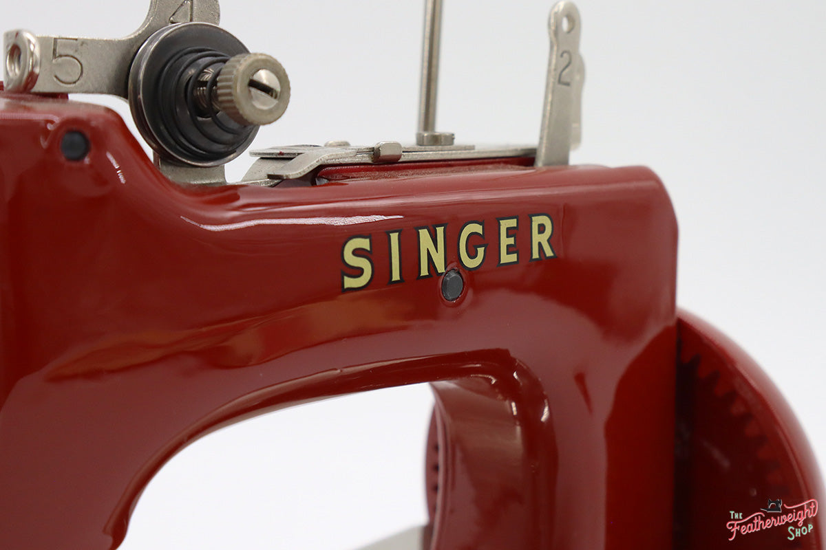 Singer Sewhandy Model 20, Red 'S' - Fully Restored in Fire Brick Red