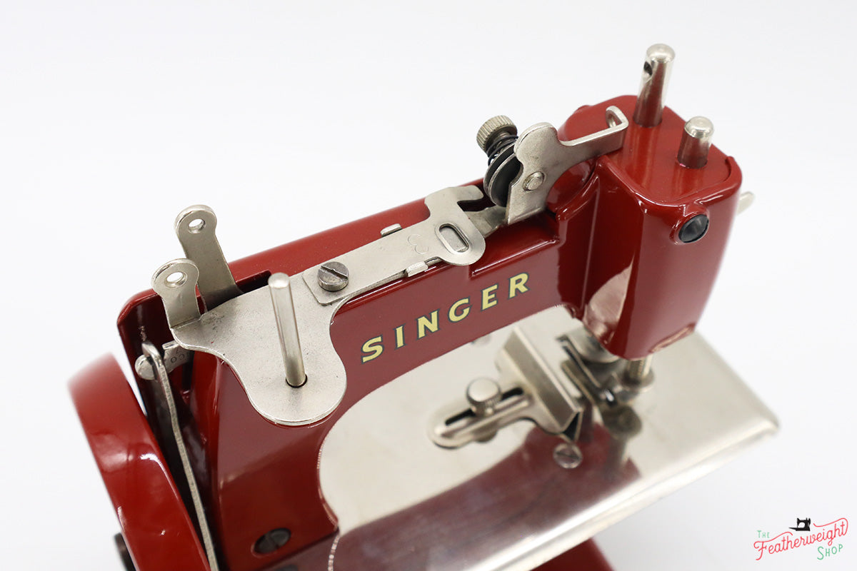 Singer Sewhandy Model 20, Red 'S' - Fully Restored in Fire Brick Red