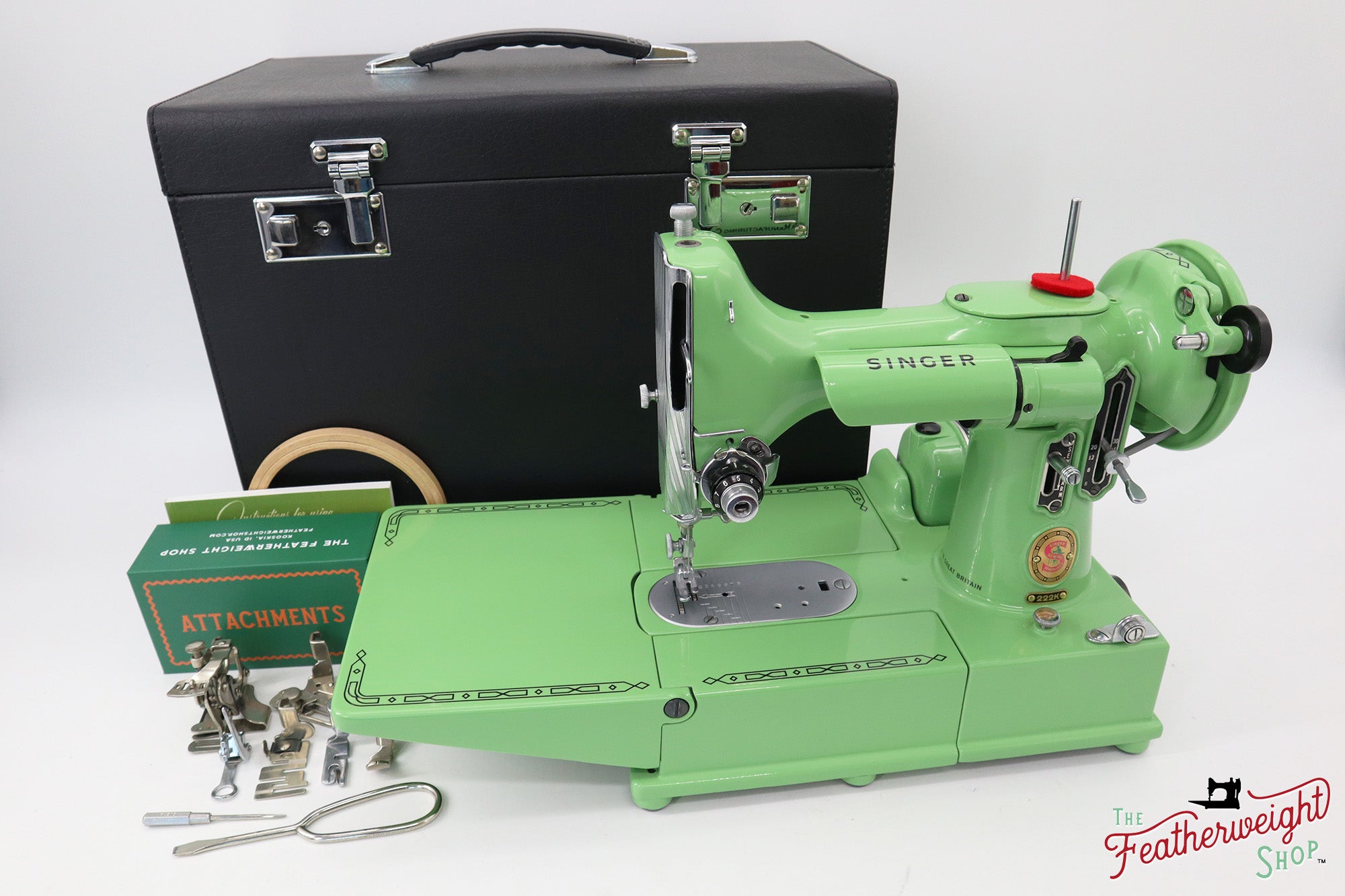 Singer Featherweight 222K Red 'S' - ES166*** - Fully Restored in Art Deco Green