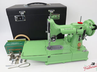 Load image into Gallery viewer, Singer Featherweight 222K Red &#39;S&#39; - ES166*** - Fully Restored in Art Deco Green