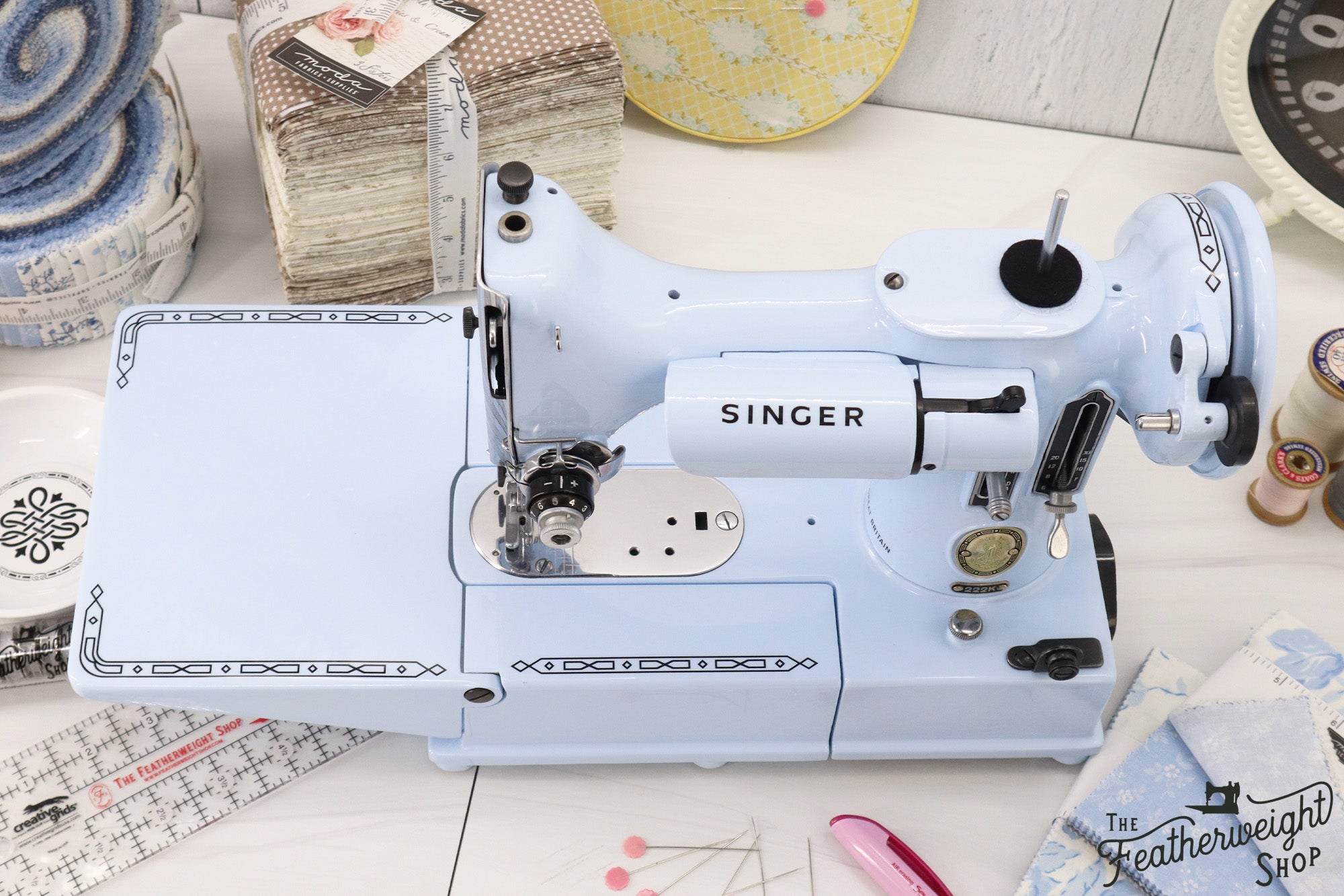 Singer Featherweight 222K Sewing Machine EK328*** - Fully Restored in 'Cinderella Blue'