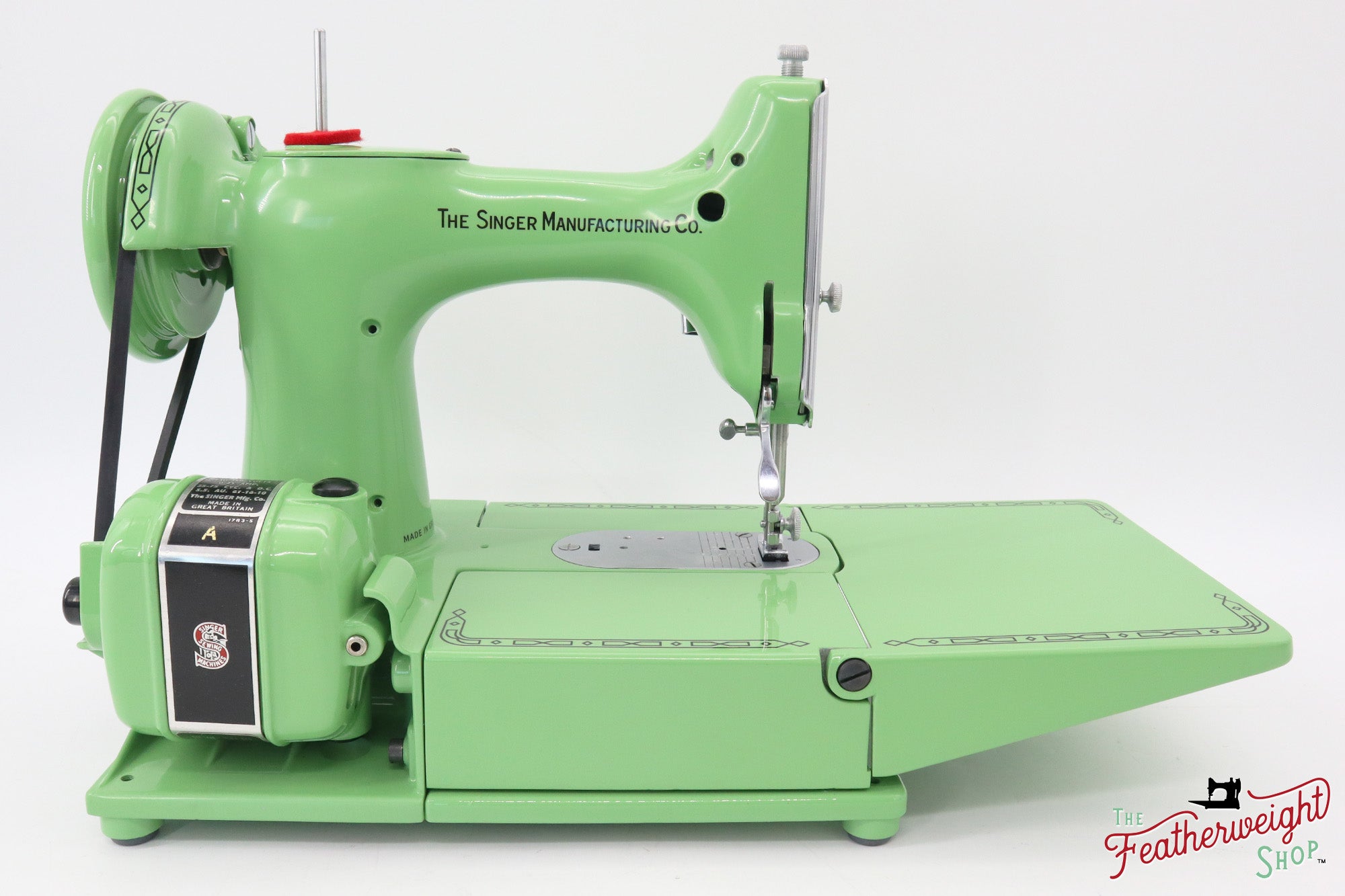 Singer Featherweight 222K Red 'S' - ES166*** - Fully Restored in Art Deco Green