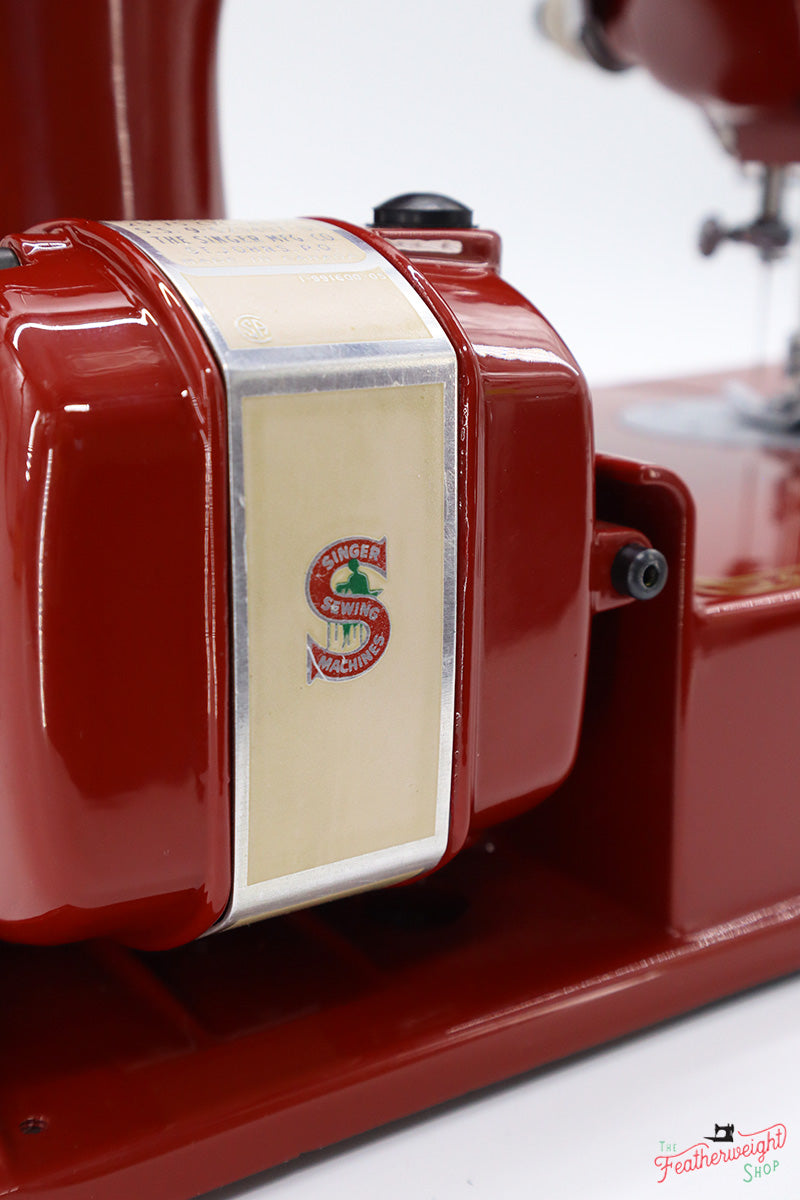 Singer Featherweight 221J Sewing Machine JE159*** - Fully Restored in 'Fire Brick Red'