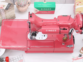 Load image into Gallery viewer, Singer Featherweight 222K Sewing Machine EK631*** - Fully Restored in &#39;Happy Pink Grapefruit&#39;