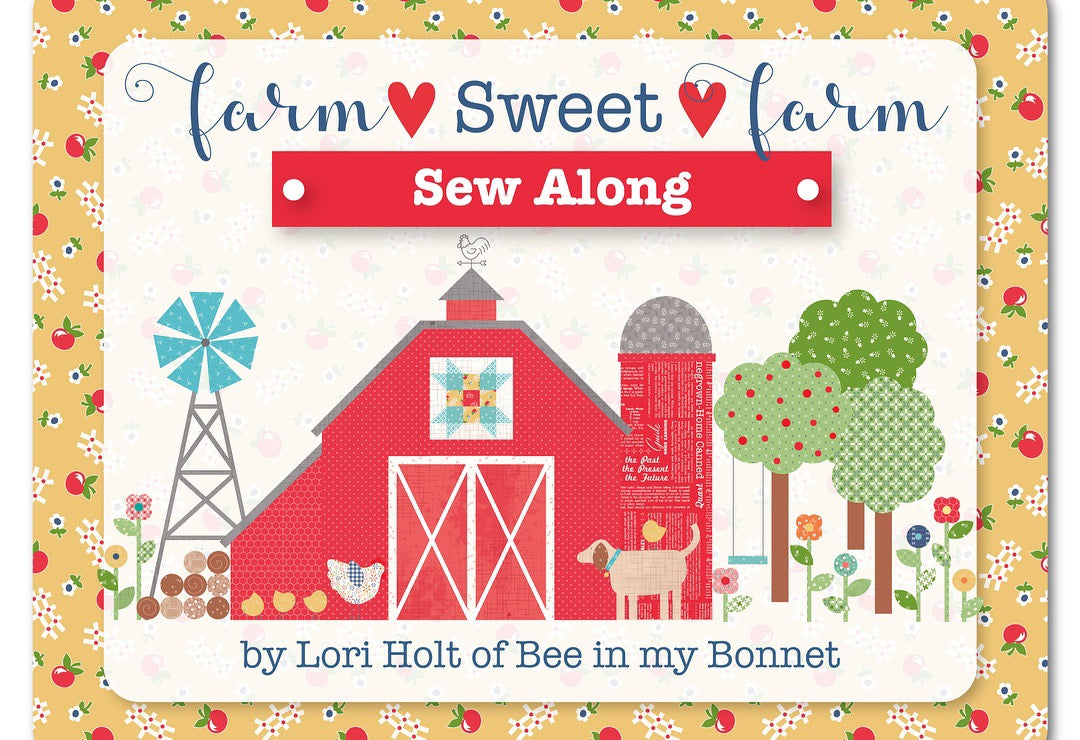 Quilt Kit, "FARM SWEET FARM" Fabric Collection + Applique Templates & Ric Rac - by Lori Holt for Riley Blake