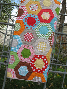 finished quilt using the half heagon ruler