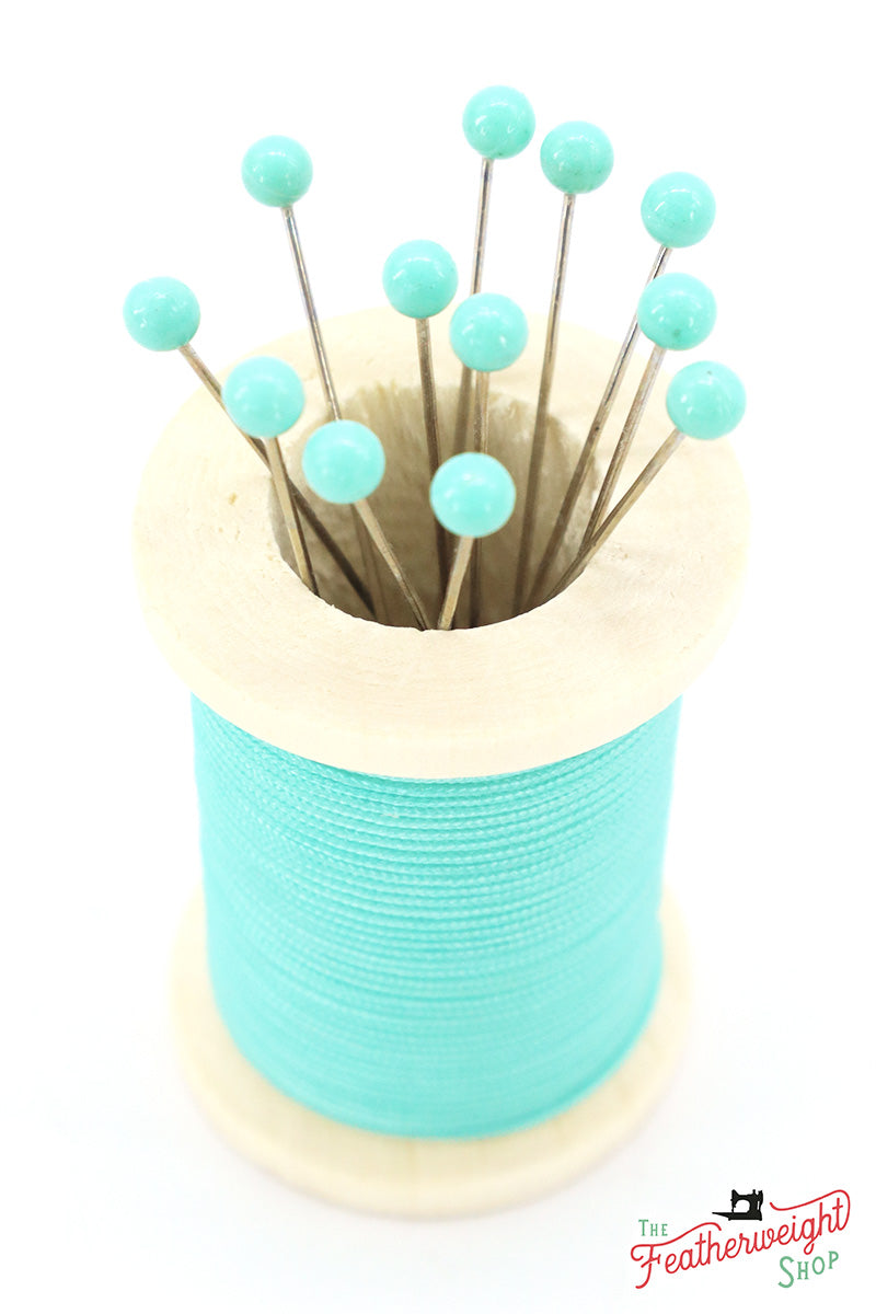 Magnetic Spool Pincushion with Pins - TEAL