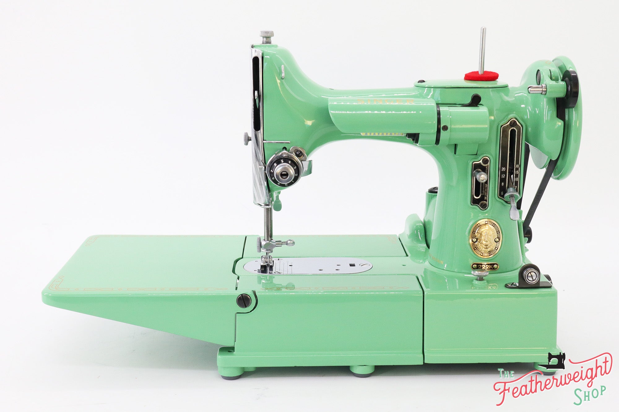 Singer Featherweight 222K Sewing Machine EK6348** - Fully Restored in 'Jadeite Milky Green'