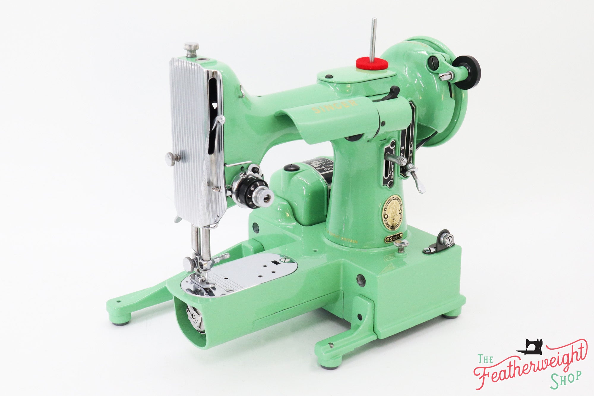 Singer Featherweight 222K Sewing Machine EK6348** - Fully Restored in 'Jadeite Milky Green'