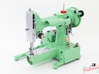 Load image into Gallery viewer, Singer Featherweight 222K Sewing Machine EK6348** - Fully Restored in &#39;Jadeite Milky Green&#39;