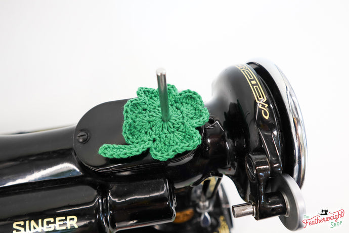 Green clover spool pin doily