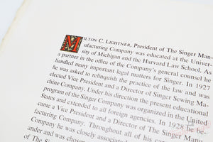 History Booklet, Singer Presidents (Vintage Original) - RARE