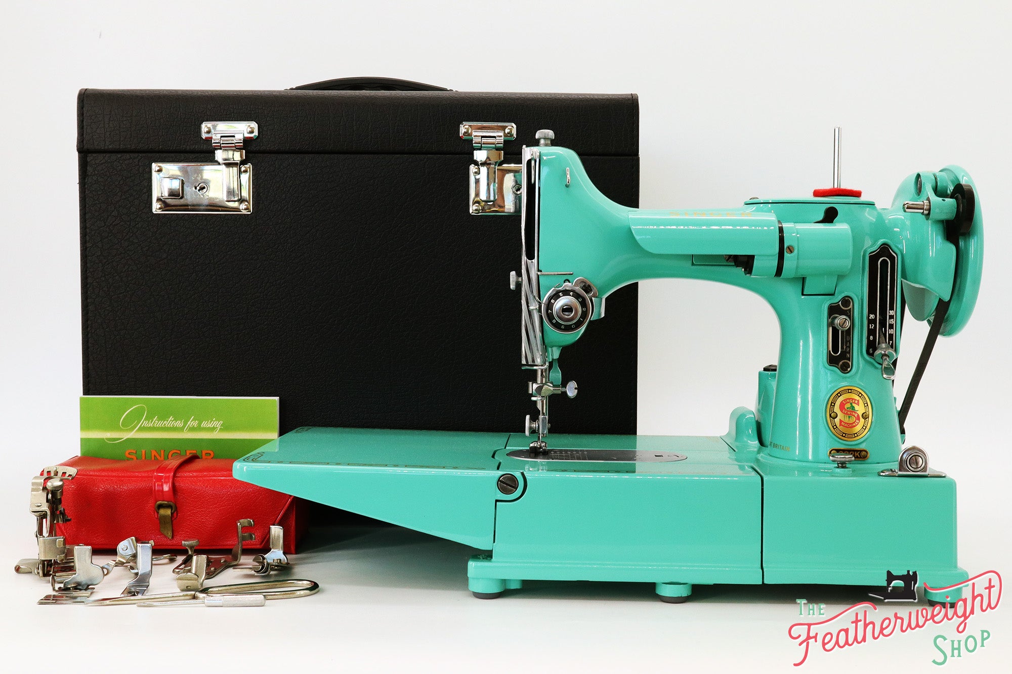 Singer Featherweight 222K Sewing Machine ES523*** - Fully Restored in Caribbean Sea Green