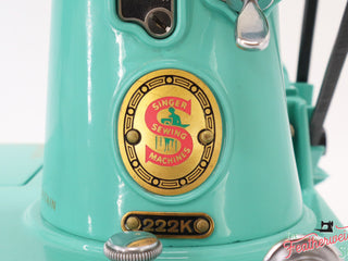 Load image into Gallery viewer, Singer Featherweight 222K Sewing Machine ES523*** - Fully Restored in Caribbean Sea Green