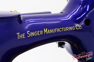 Singer Featherweight 222K EJ6185** - Fully Restored in Royal Cobalt Blue - Gold Plated!