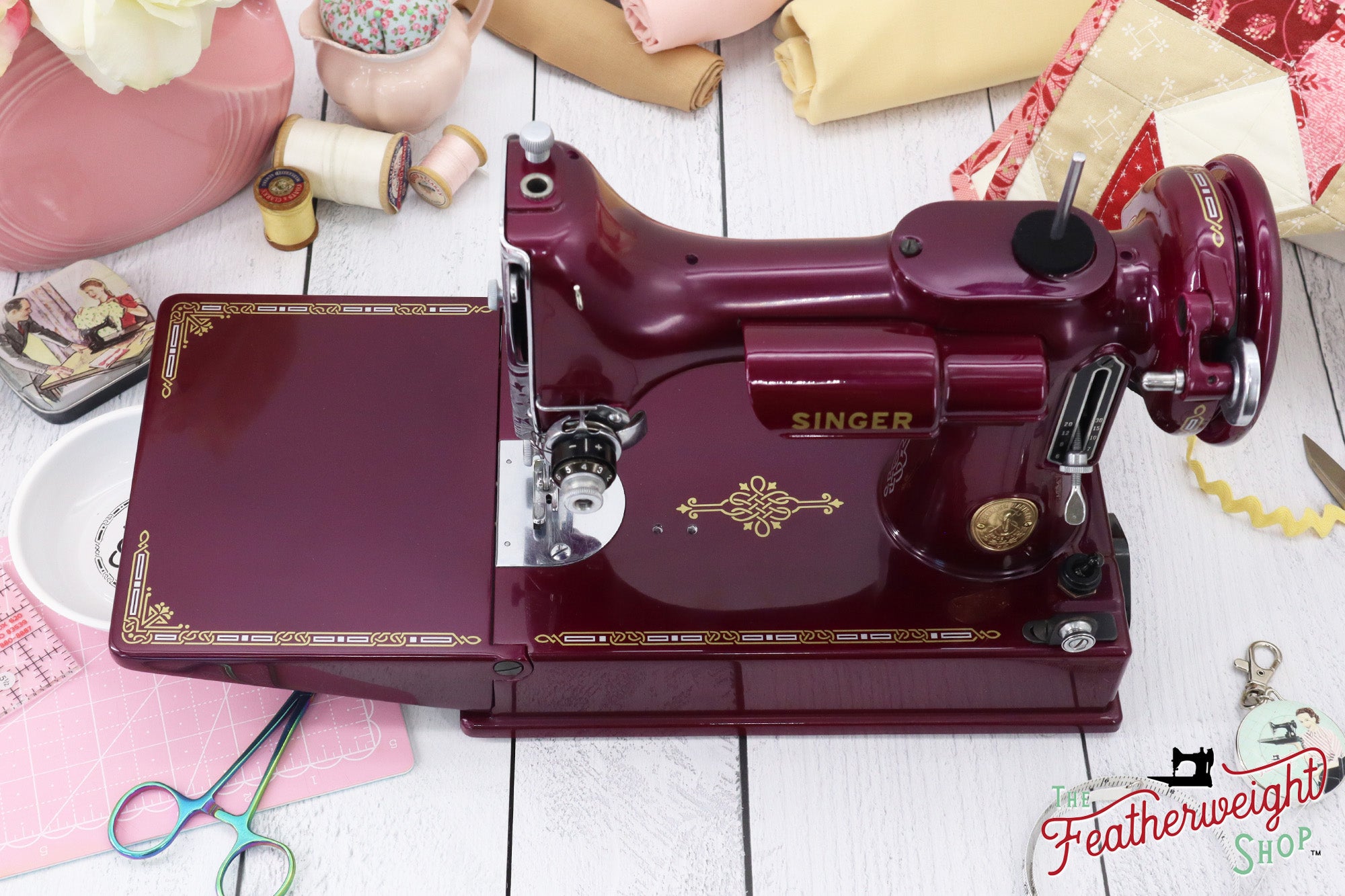 Singer Featherweight 221, AH063*** - Fully Restored in Friesen Peony