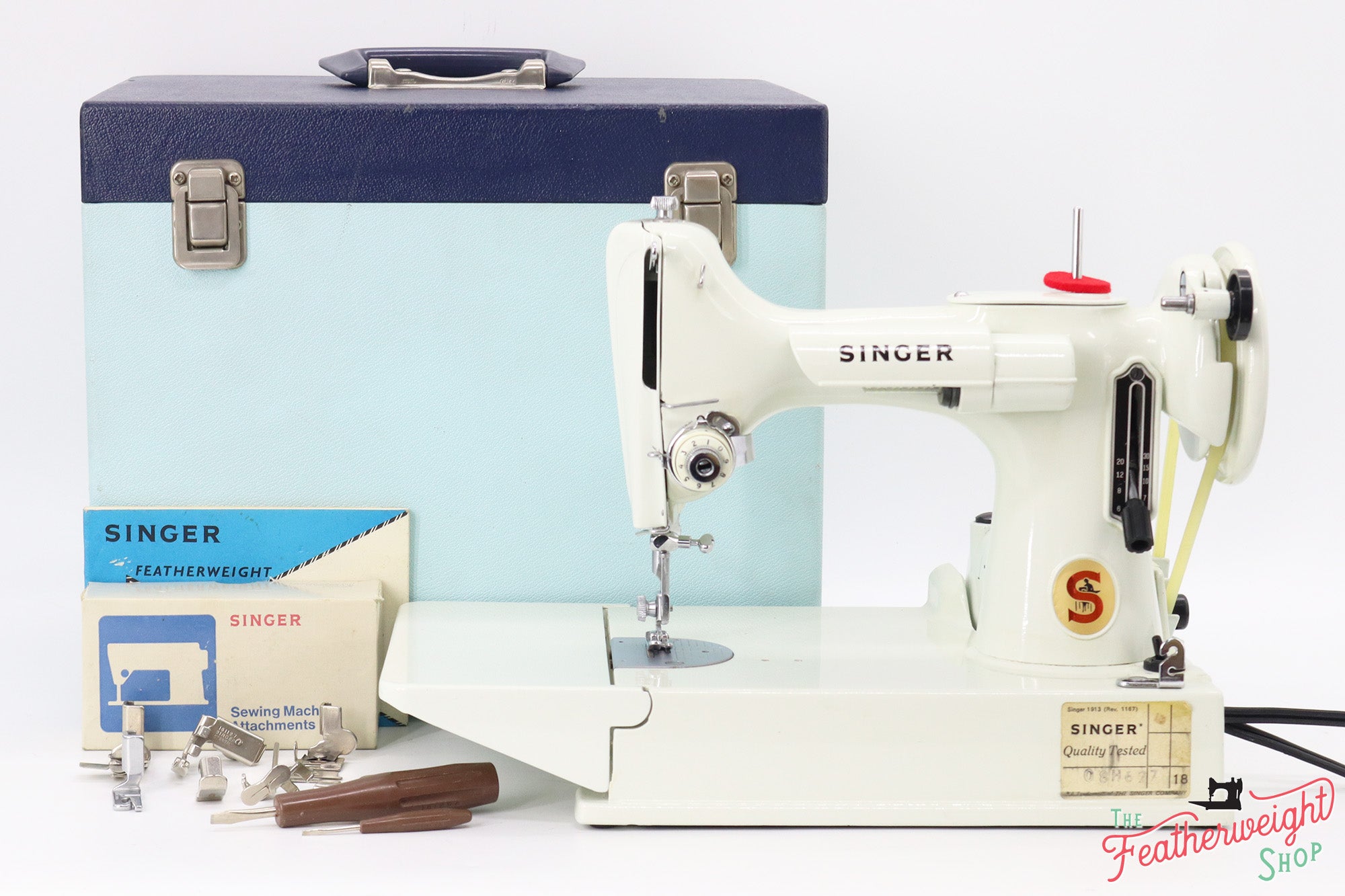 Singer Featherweight 221K Sewing Machine, British WHITE FA223***