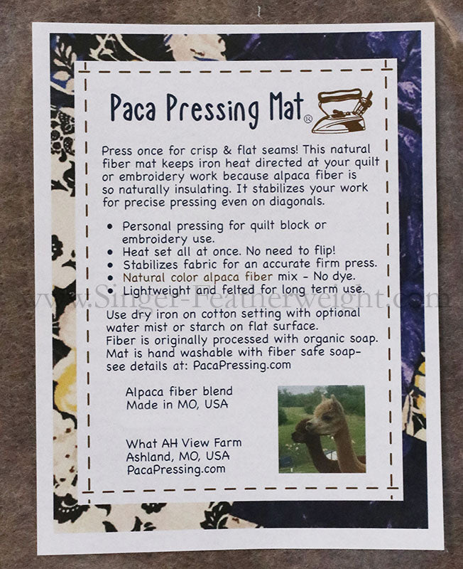 Paca Pressing Mat ® FAT QUARTER , 19 x 23 - 100% ALPACA (Unique Feat –  The Singer Featherweight Shop