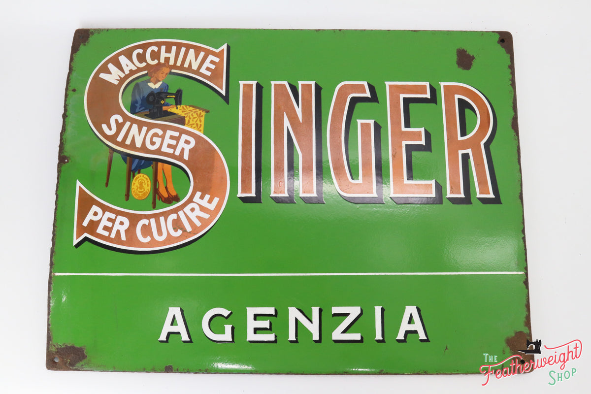 Enamel Singer Sign, Italian (Vintage Original) - RARE – The Singer ...