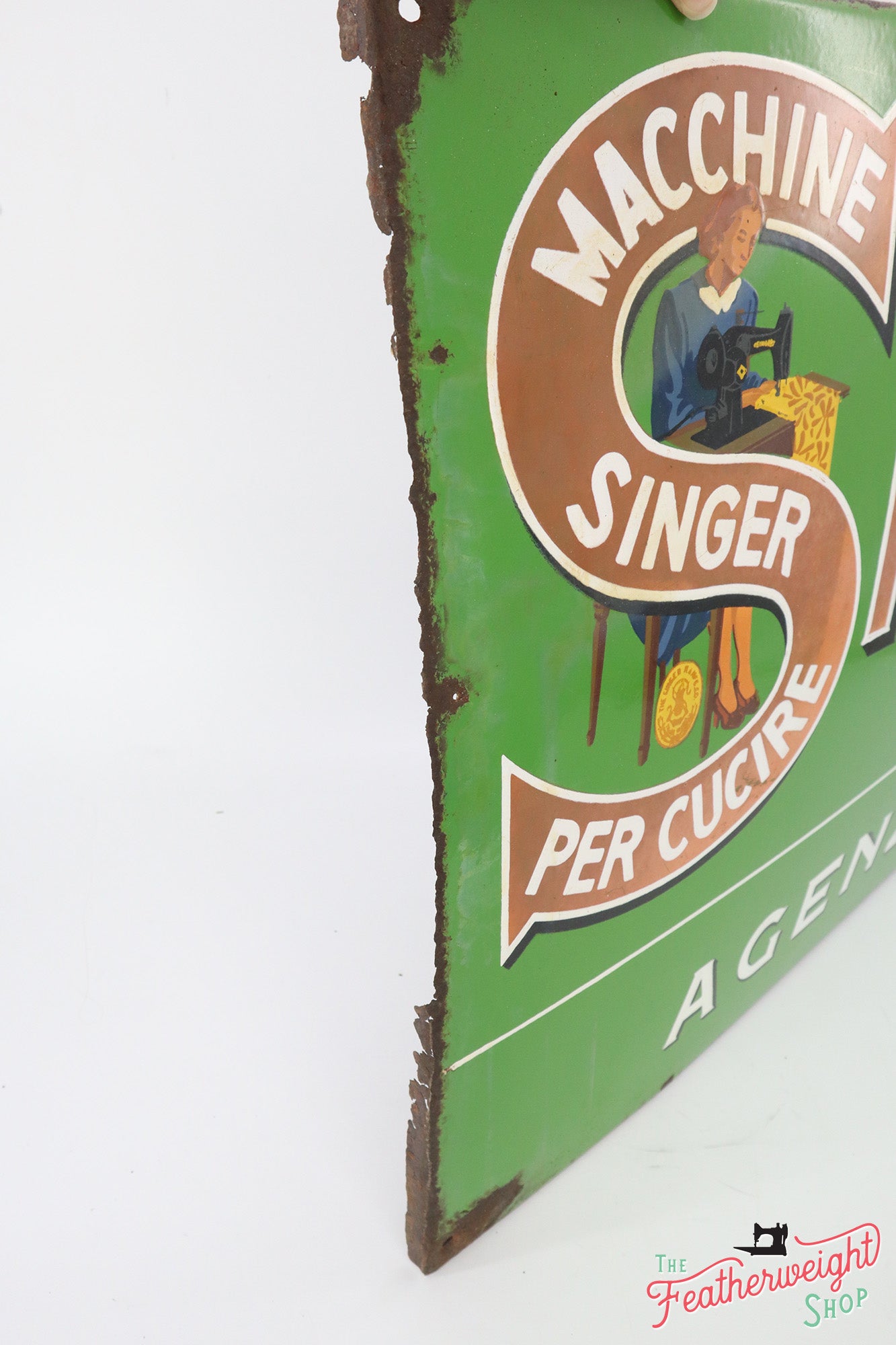 Enamel Singer Sign, Italian (Vintage Original) - RARE – The Singer ...
