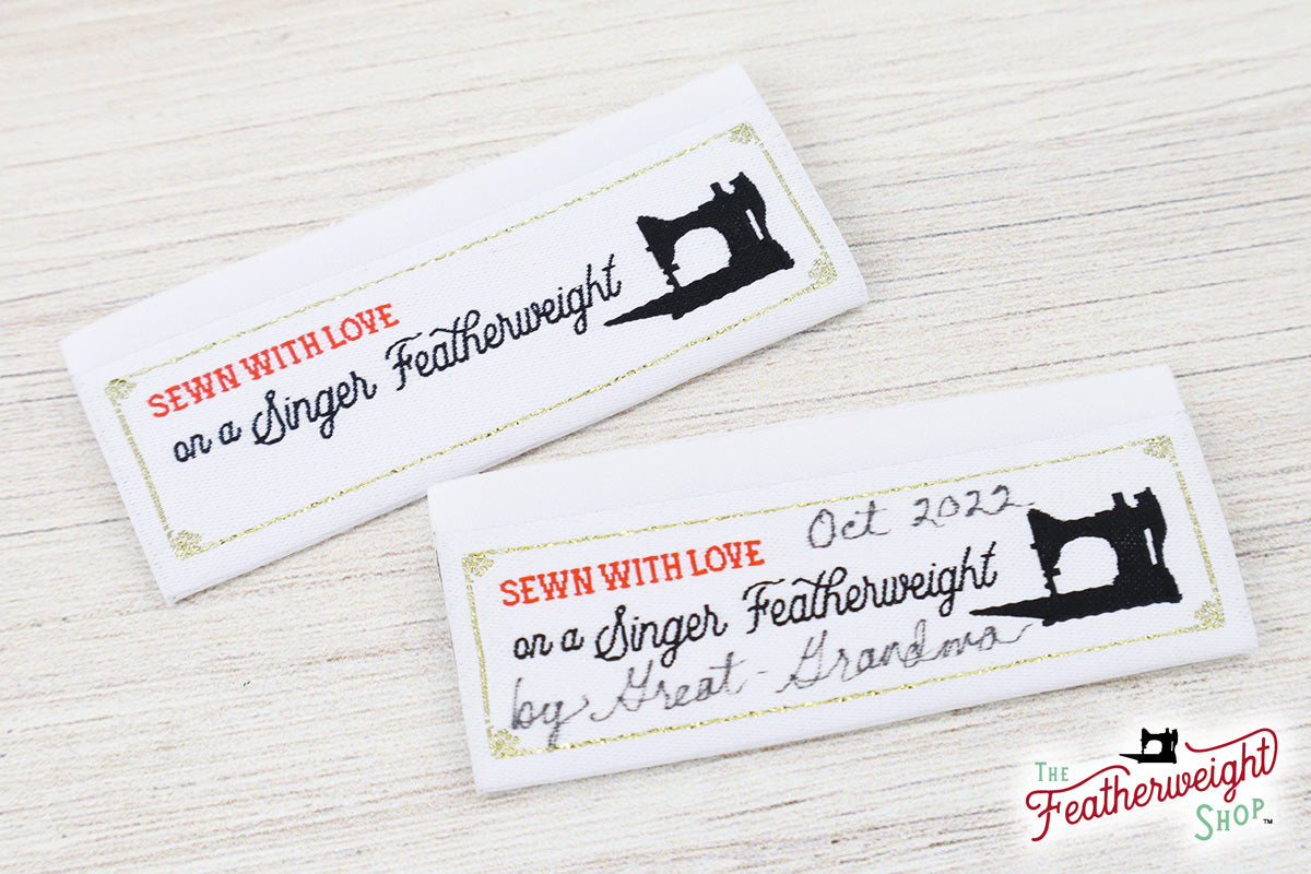 Labels, Featherweight Sewn with Love Set of 10 Woven Sew-In Tags