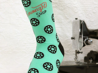 Load image into Gallery viewer, Quilt Socks, Bobbins Jade-ite Green - Featherweight Shop Design