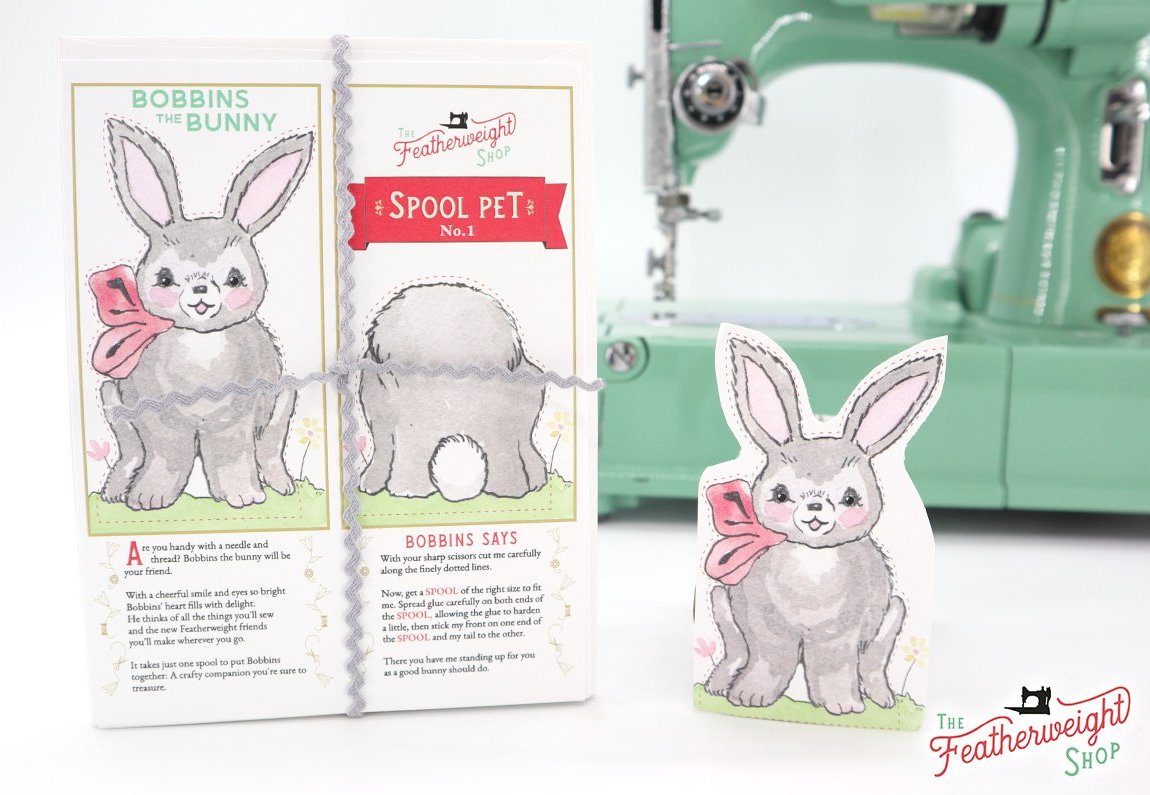 Postcard Spool Pet, Bobbins the Bunny (Bundle of 5)