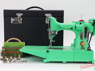 Load image into Gallery viewer, Singer Featherweight 222K Sewing Machine EJ9108** - Fully Restored in Minty Mint Candy Green