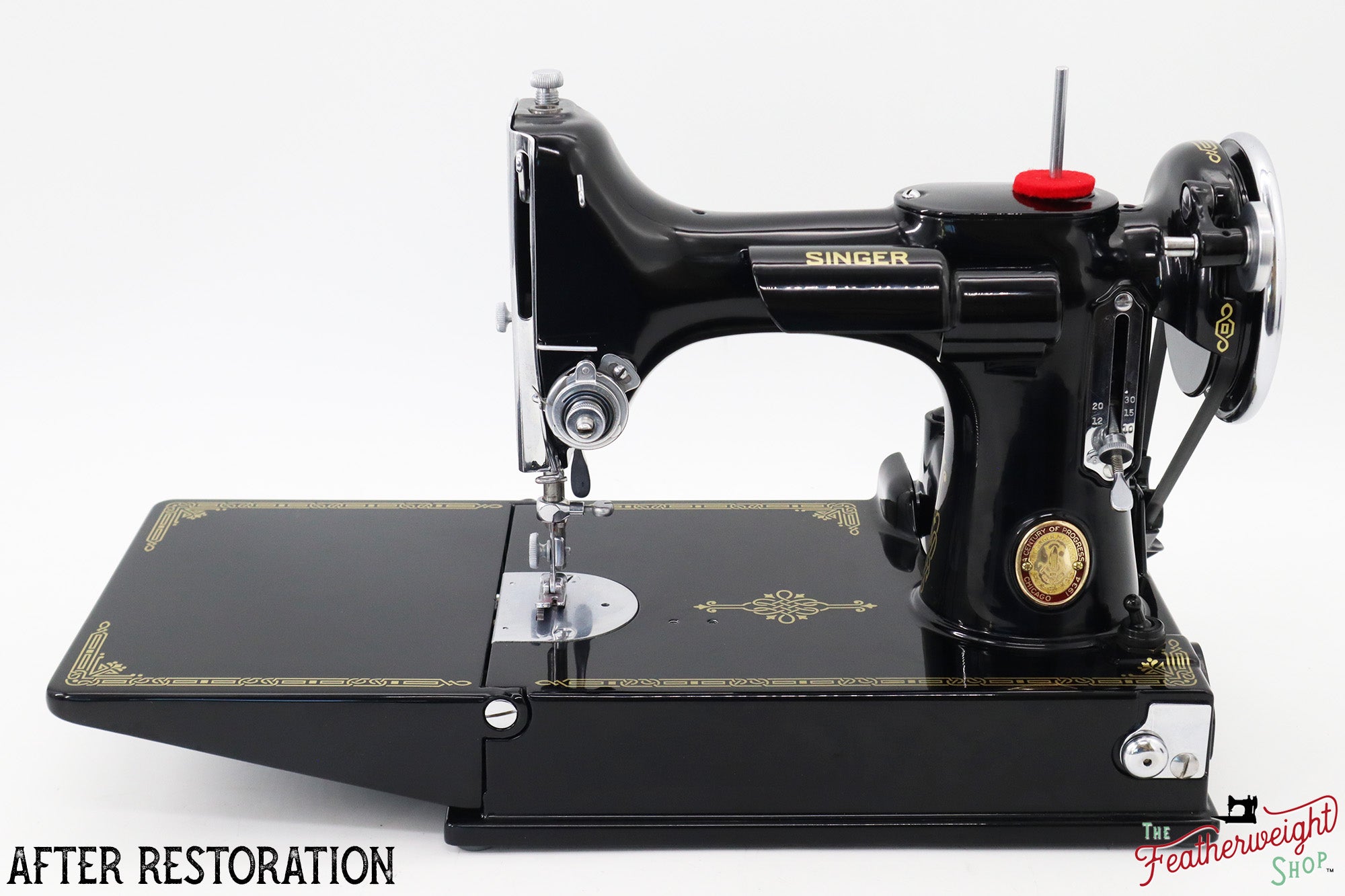 Singer Featherweight 221, Chicago World's Fair, Fully Restored in Gloss Black, AD547*** - RARE