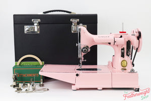 Singer Featherweight 222K Sewing Machine EM6039** - Fully Restored in Poodle Skirt Pink