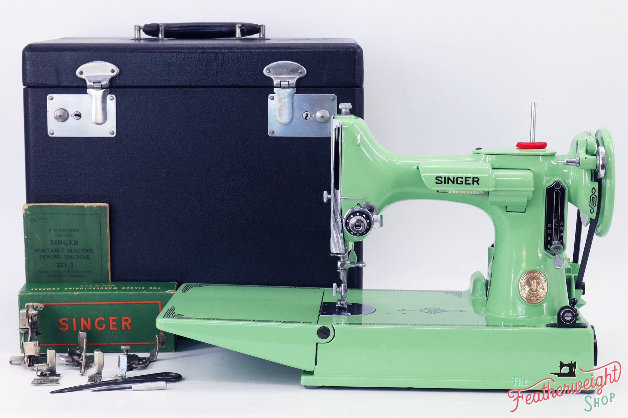 Singer Featherweight 221 Sewing machine, AH665*** - Fully Restored in Art Deco Green