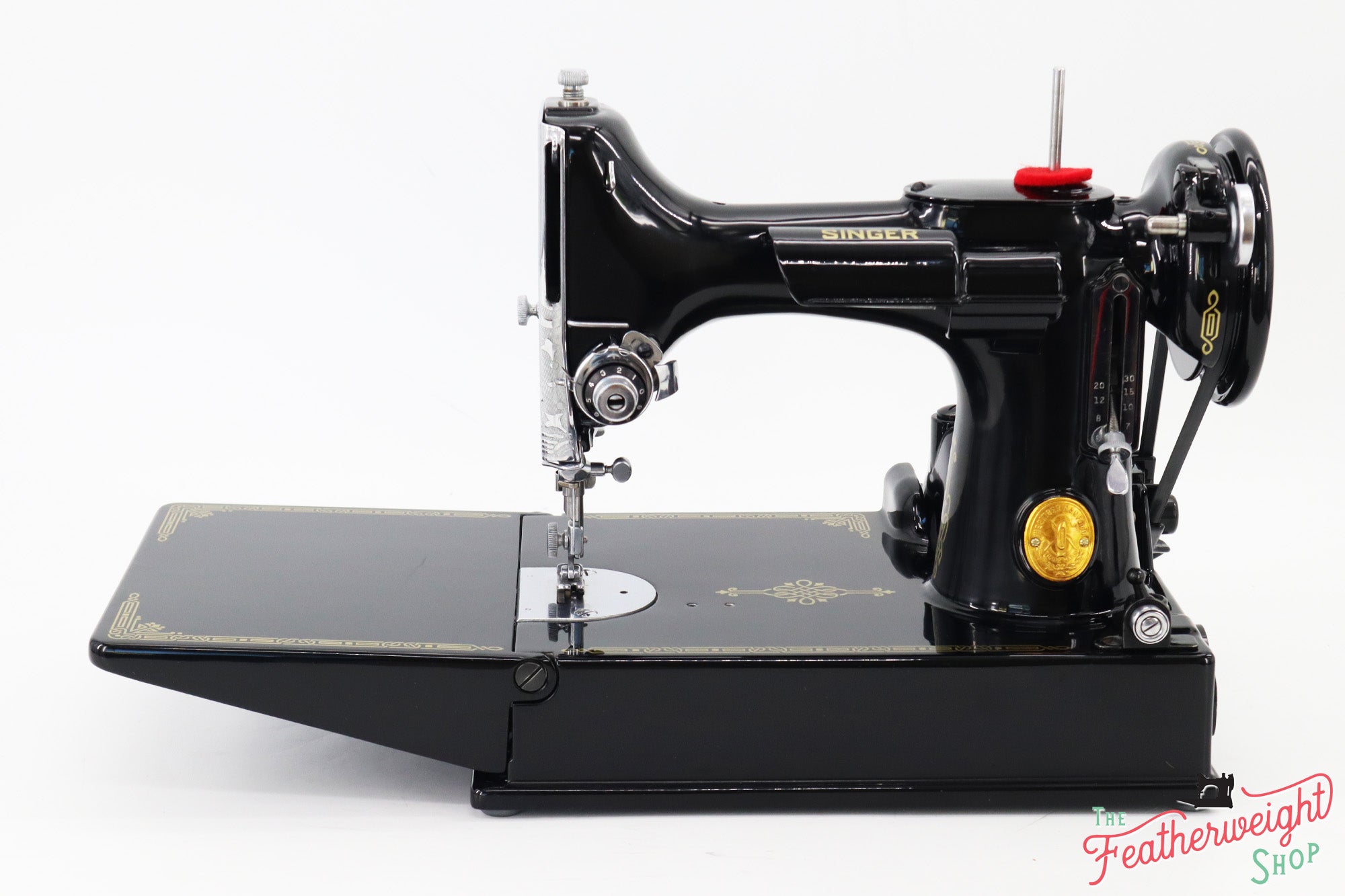 Singer Featherweight 221K Sewing Machine EF564***, RARE Great Britain Decal - Fully Restored in Gloss Black