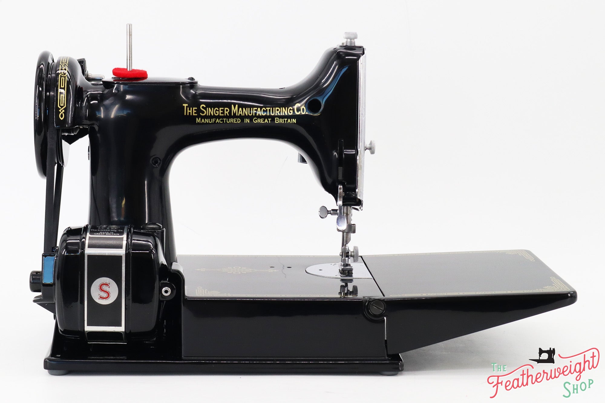 Singer Featherweight 221K Sewing Machine EF564***, RARE Great Britain Decal - Fully Restored in Gloss Black