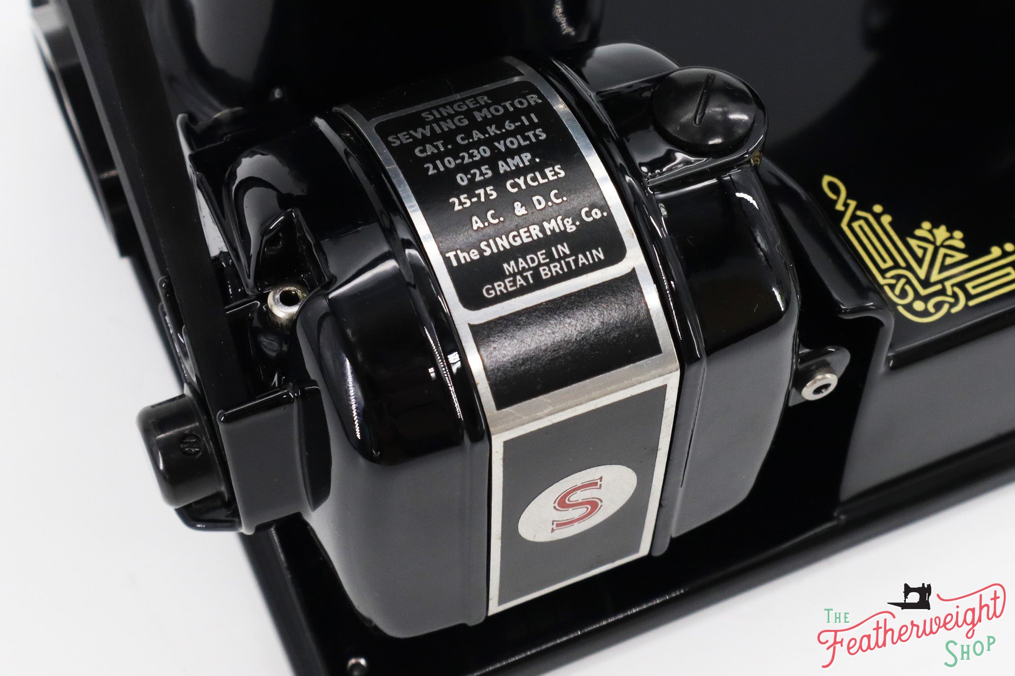 Singer Featherweight 221K Sewing Machine EF564***, RARE Great Britain Decal - Fully Restored in Gloss Black