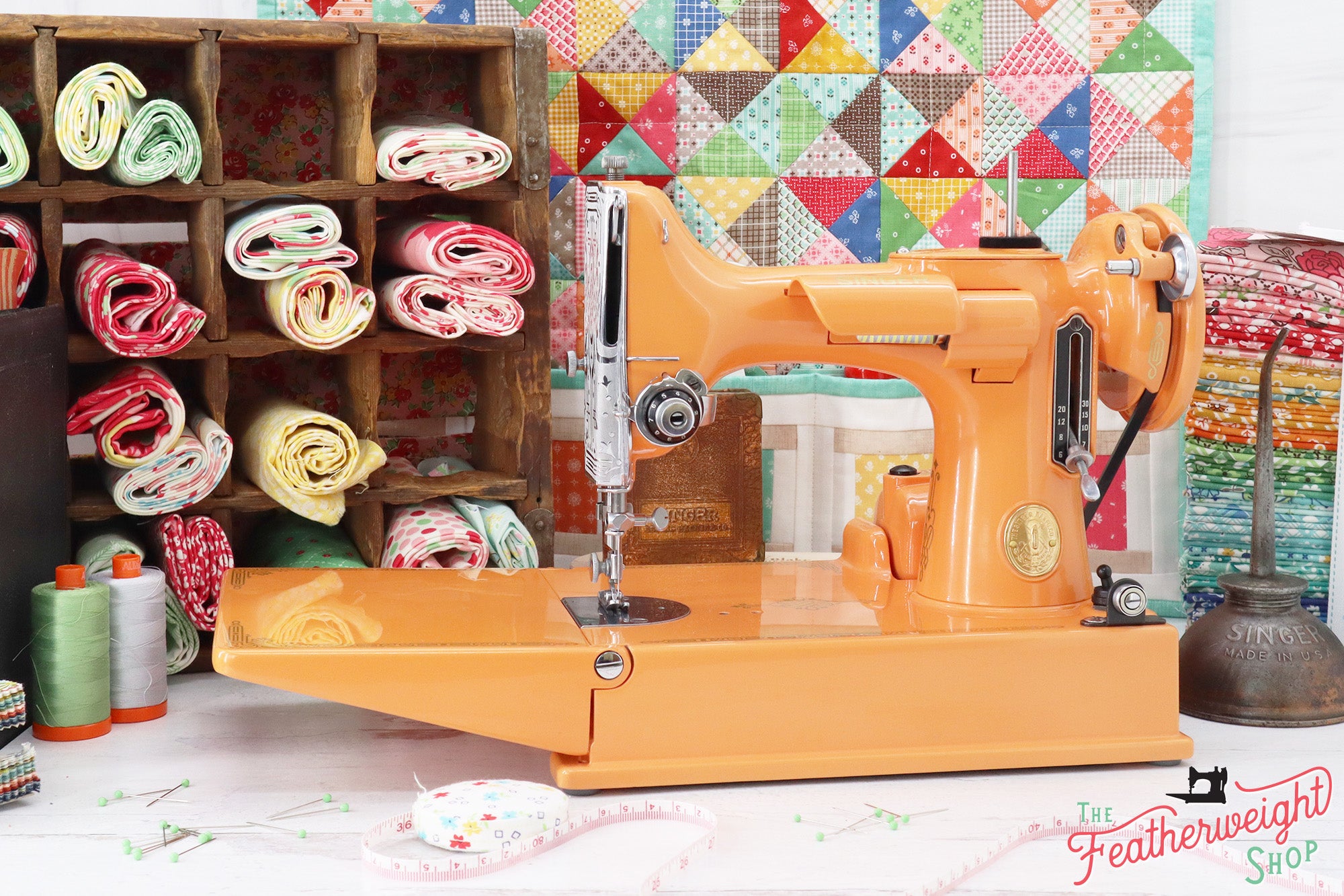 Singer Featherweight 221 Sewing Machine AG696*** - Fully Restored in Happy Orange