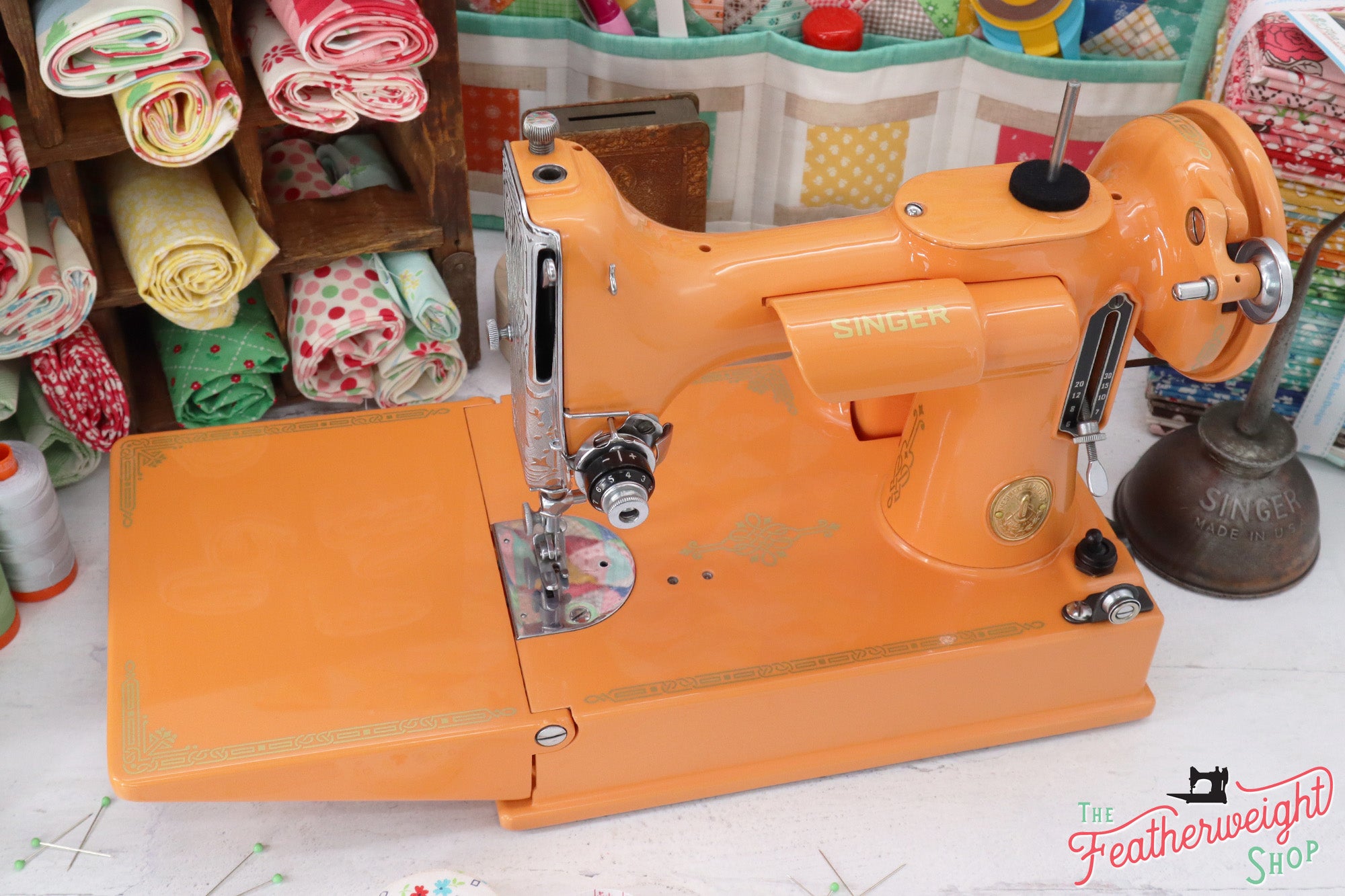 Singer Featherweight 221 Sewing Machine AG696*** - Fully Restored in Happy Orange