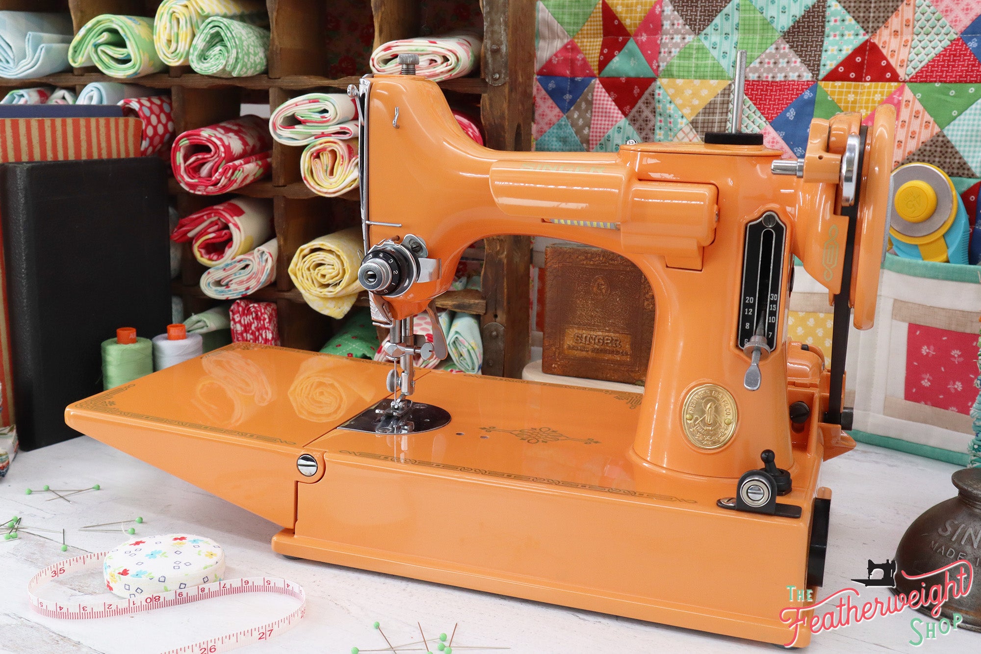 Singer Featherweight 221 Sewing Machine AG696*** - Fully Restored in Happy Orange