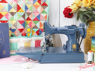 Load image into Gallery viewer, Singer Featherweight 221 Sewing Machine AM153*** - Fully Restored in Denim