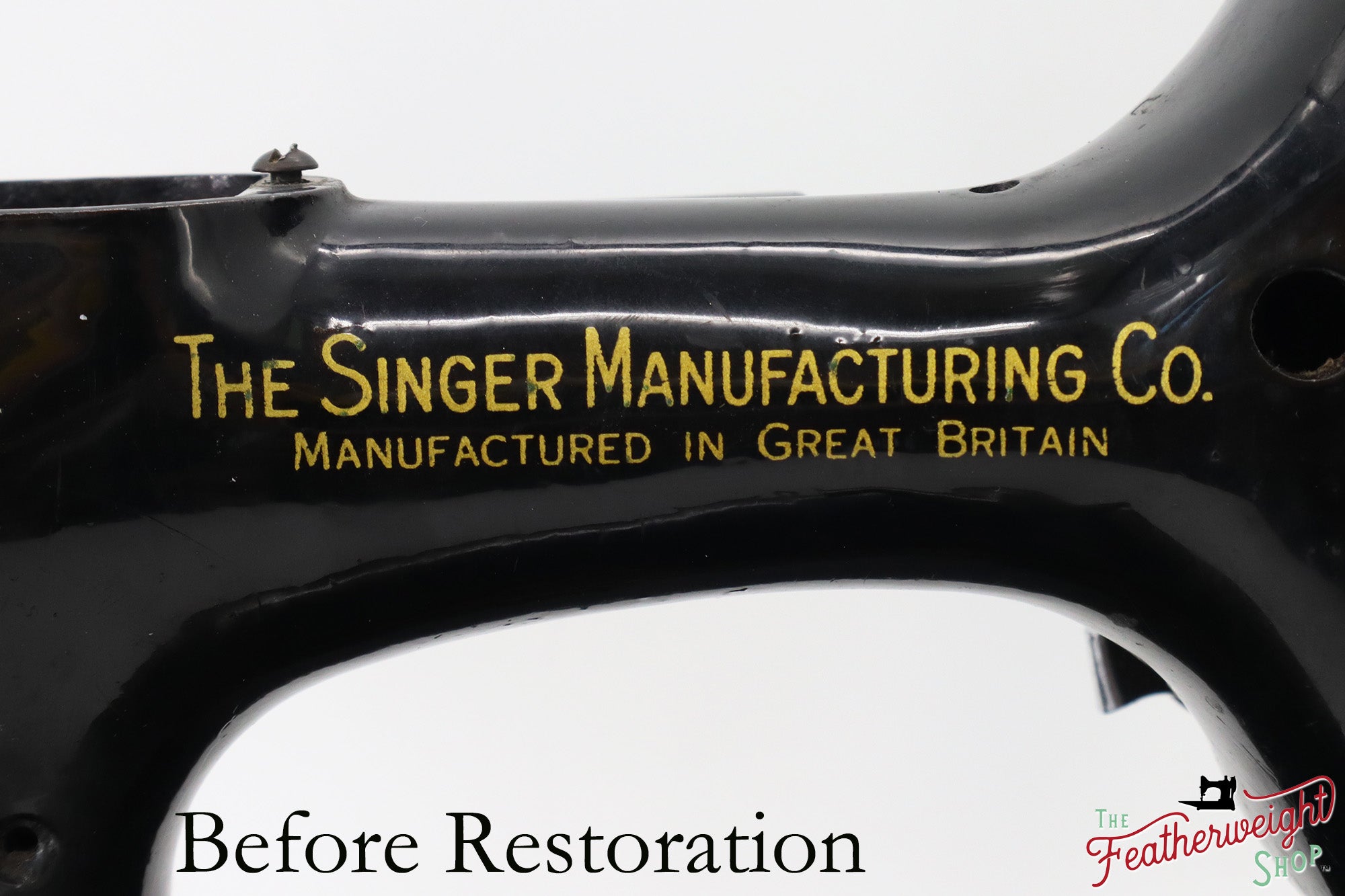 Singer Featherweight 221K Sewing Machine EF5648**, RARE Great Britain Decal - Fully Restored in Gloss Black