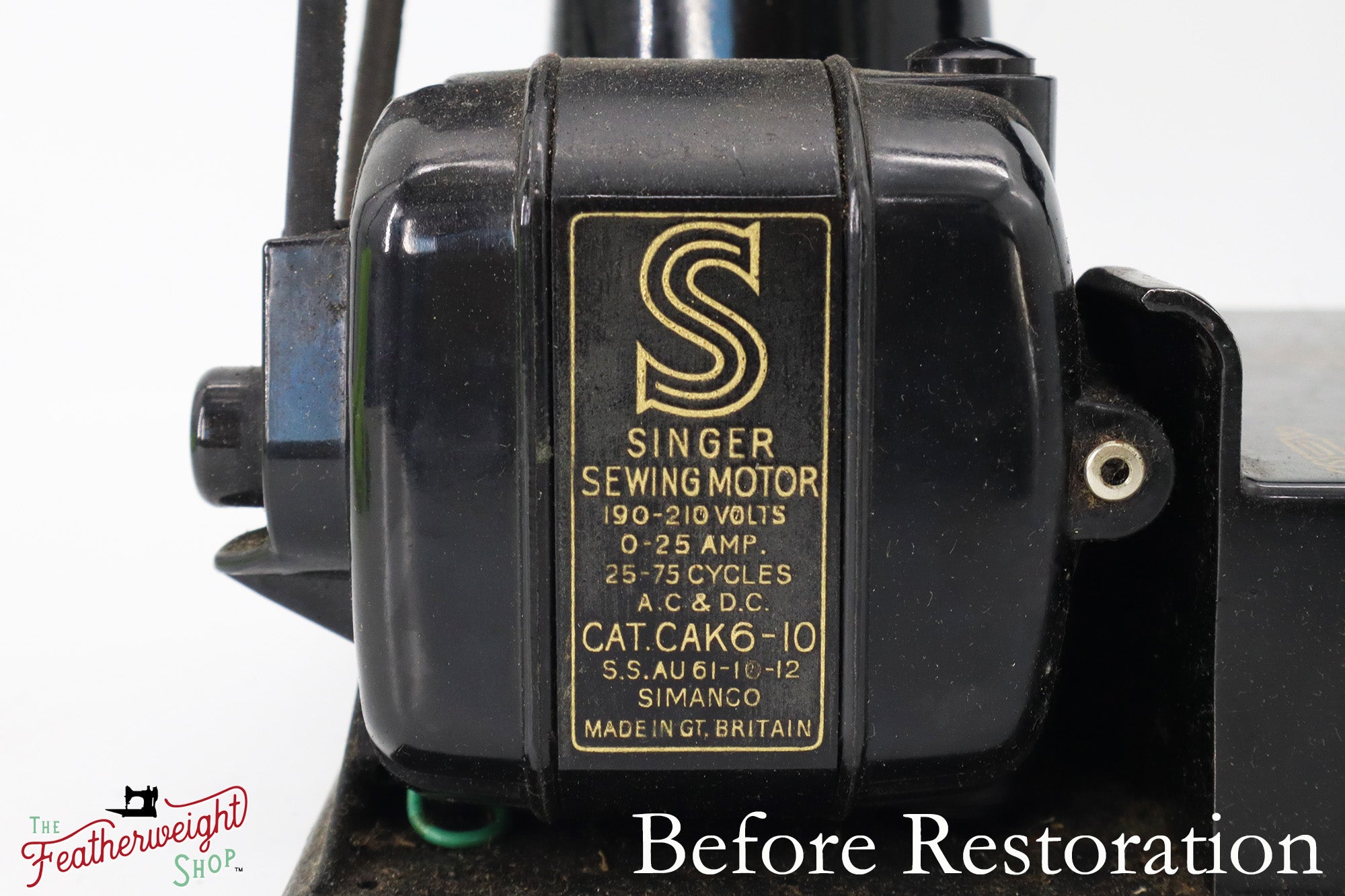 Singer Featherweight 221K Sewing Machine EF5648**, RARE Great Britain Decal - Fully Restored in Gloss Black