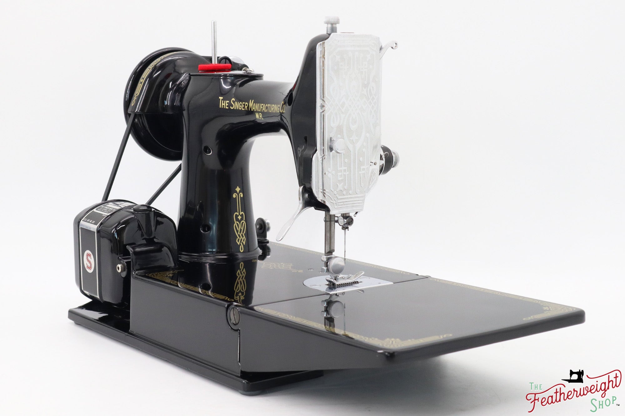 Singer Featherweight 221 Sewing Machine AJ010***, RARE M.R. Decal - Fully Restored in Gloss Black