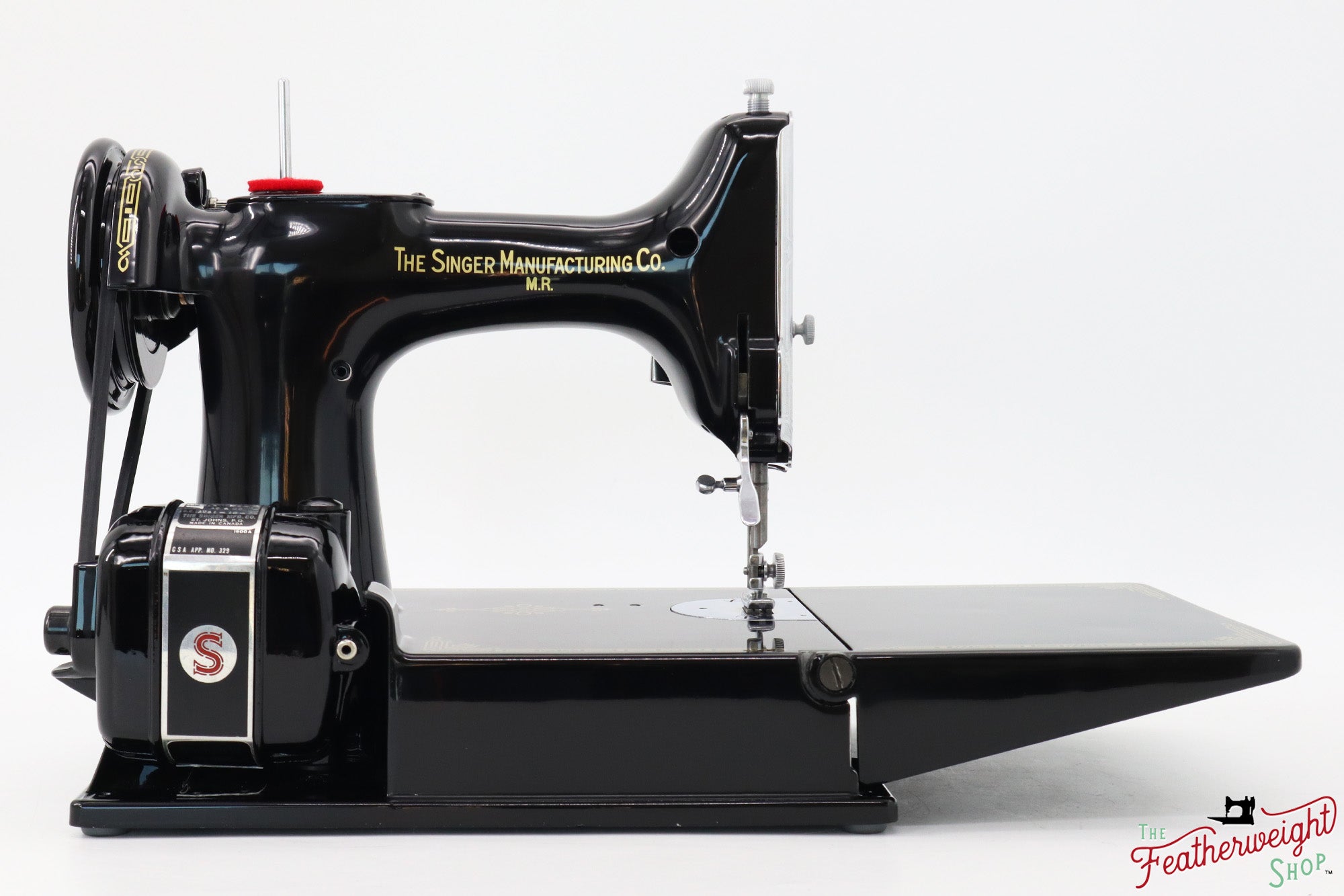 Singer Featherweight 221 Sewing Machine AJ010***, RARE M.R. Decal - Fully Restored in Gloss Black